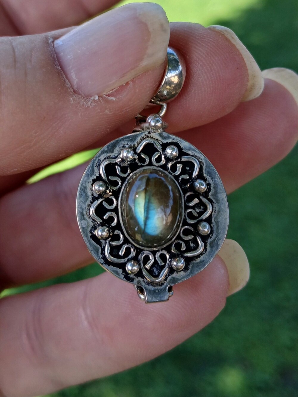 New Labradorite Silver Poison Locket Pendant.